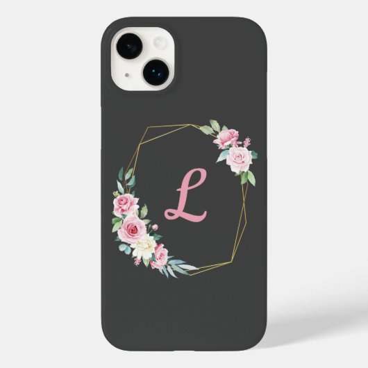 Gepersonaliseerde roze rozen op grijs Case-Mate iPhone case (Achterkant)