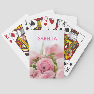 Gepersonaliseerde Roze Rozen Pokerkaarten