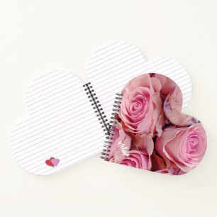 Gepersonaliseerde roze rozen romantische bloemen notitieboek