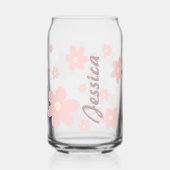 Gepersonaliseerde Roze Schattigee Daisy Drinkware Blikvorm Glas (Voorkant)