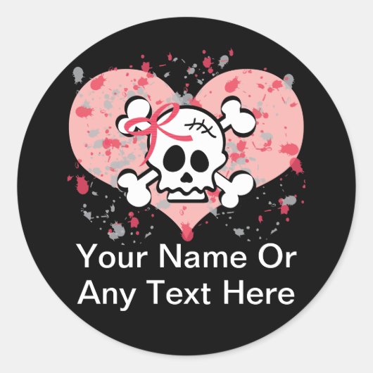 Gepersonaliseerde roze schedel Stickers (Voorkant)
