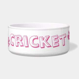 Gepersonaliseerde roze "schilderafdrukken" Pet Bow Voerbakje