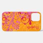 Gepersonaliseerde Roze Sinaasappel Bloemen iPhone Case-Mate iPhone Case (Achterkant (horizontaal))