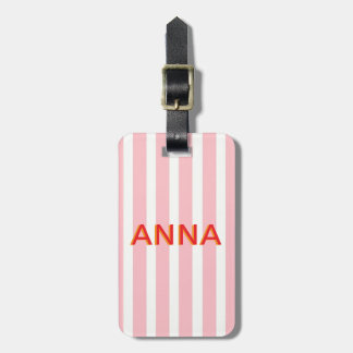 Gepersonaliseerde Roze Streep Bagage Label | Aange