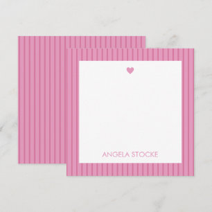 Gepersonaliseerde roze streep notitiekaartje