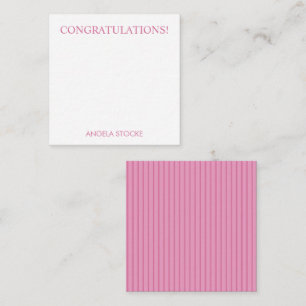 Gepersonaliseerde roze streep notitiekaartje