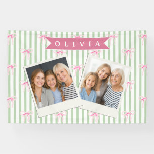 Gepersonaliseerde Roze Strik Groene Streep Coquett Spandoek