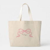 Gepersonaliseerde roze strik grote tote bag (Achterkant)