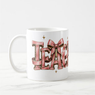 Gepersonaliseerde Roze Strik Naam Mok, Coquette Aa Koffiemok