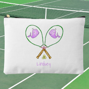Gepersonaliseerde roze tennisrackets met walvis Ho Etui