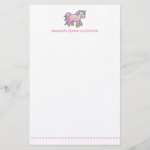 Gepersonaliseerde roze Unicorn Kinder Stationery Briefpapier