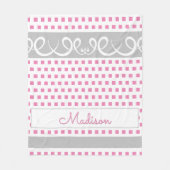 Gepersonaliseerde roze vierkanten fleece deken (Voorkant)