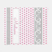 Gepersonaliseerde roze vierkanten fleece deken (Voorkant (Horizontaal))