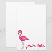 Gepersonaliseerde roze vlamingstationery briefpapier (Voorkant / Achterkant)