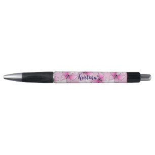 Gepersonaliseerde Roze Vlinder Cute Kawaii Pen