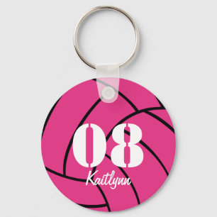 Gepersonaliseerde roze volleybalmonogram Sleutelha Sleutelhanger