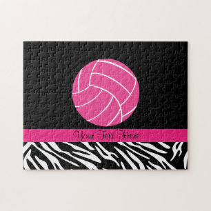 Gepersonaliseerde roze volleybalpuzzel legpuzzel