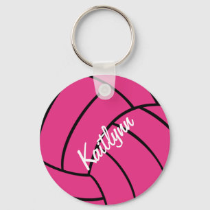 Gepersonaliseerde roze volleybalSleutelhanger Sleutelhanger