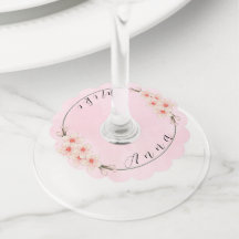 Gepersonaliseerde Roze Wijnglas Labels voor Bruilo