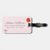 Gepersonaliseerde roze wilde bloem bagagelabel (Achterkant horizontaal)