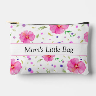 Gepersonaliseerde roze Wildflower Waterverf Pouch Etui