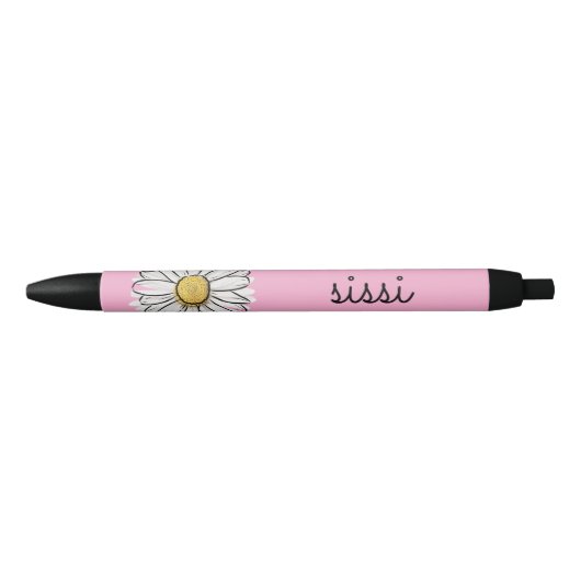 Gepersonaliseerde roze & witte Daisy Pen – Aangepa (Voorkant)
