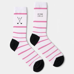 Gepersonaliseerde roze witte streep Golf Club Golf Sokken