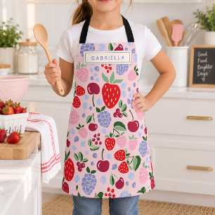 Gepersonaliseerde Roze Zomer Fruit Bessen Bruidsme Schort