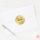 Gepersonaliseerde Rozen & gouden 50e bruiloft Jubi Ronde Sticker (Envelop)