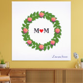 Gepersonaliseerde Rozen op Laurel Wreath Canvas Afdruk (Insitu (Woonkamer))