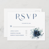 Gepersonaliseerde RSVP Blue Kaarten voor bruiloft (Voorkant / Achterkant)