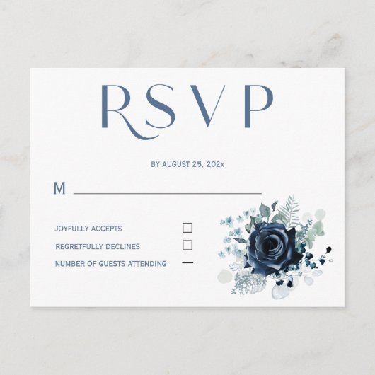Gepersonaliseerde RSVP Blue Kaarten voor bruiloft (Voorkant)