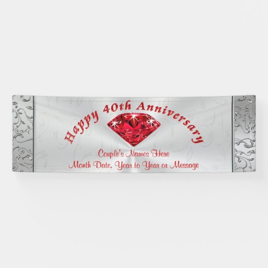 Gepersonaliseerde Ruby 40e Jubileum banners (Horizontaal)
