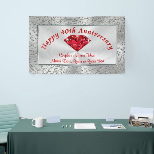 Gepersonaliseerde Ruby Happy 40th Jubileum Banners (Beurs)