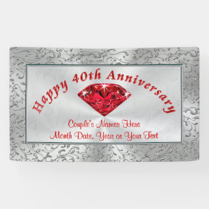 Gepersonaliseerde Ruby Happy 40th Jubileum Banners