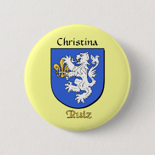 Gepersonaliseerde Ruiz Historisch Schild Ronde Button 5,7 Cm