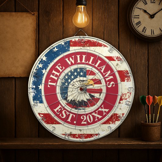 Gepersonaliseerde Rustic American Flag Patriotic E Dartbord
