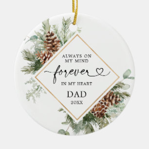 Gepersonaliseerde Rustic Pine Dad Memorial Ornamen Keramisch Ornament