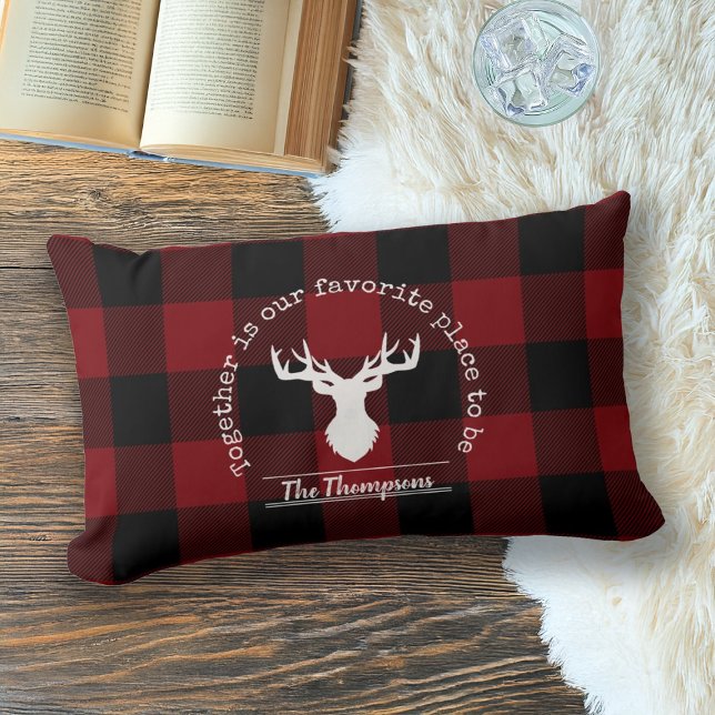 Gepersonaliseerde Rustic Red en Black Buffalo Chec Kussen (Creator heeft geüpload)