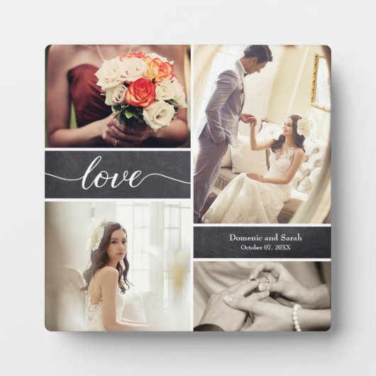 Gepersonaliseerde Rustic Wedding Love Foto Collage Fotoplaat (Voorkant)