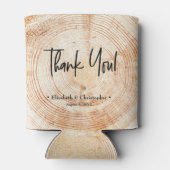 Gepersonaliseerde Rustic Wood Disk Dank u Weddensc Blikjeskoeler (Achterkant)