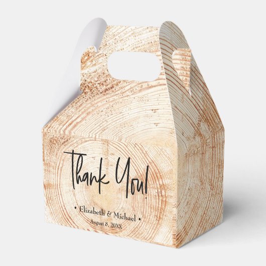 Gepersonaliseerde Rustic Wood Grain Dank u Weddens Bedankdoosjes (Achterkant)