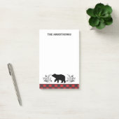 Gepersonaliseerde rustieke Beer Buffalo Plaid Post-it® Notes (Kantoor)