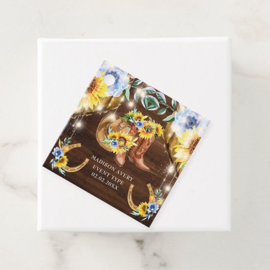 Gepersonaliseerde rustieke bloemenlaarzen String L Bedankjes Labels (In situ)