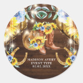 Gepersonaliseerde rustieke bloemenlaarzen String L Ronde Sticker (Voorkant)