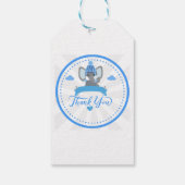 Gepersonaliseerde rustieke Blue Elephant boy Baby  Cadeaulabel (Achterkant)