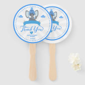 Gepersonaliseerde rustieke Blue Elephant boy Baby  Handwaaier (Voorkant en achterkant)