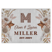 Gepersonaliseerde rustieke Boho Floral Monogram pa Snijplank (Voorkant)
