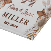 Gepersonaliseerde rustieke Boho Floral Monogram pa Snijplank (Hoek)