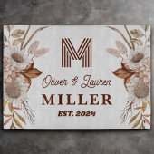 Gepersonaliseerde rustieke Boho Floral Monogram pa Snijplank